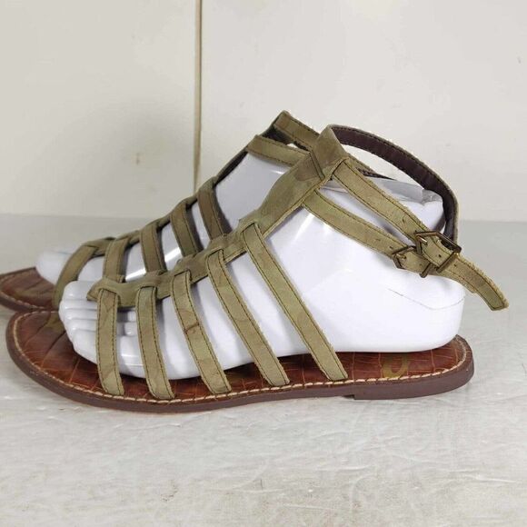 Sam Edelman Women's Gilda US8 Leather Green Camo Strappy Roman Gladiator Sandals - Picture 2 of 12